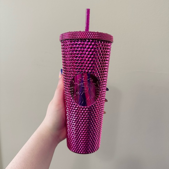 Starbucks Sangria Hot pink holiday 2022 24 oz Limited edition studded tumbler - Picture 1 of 2